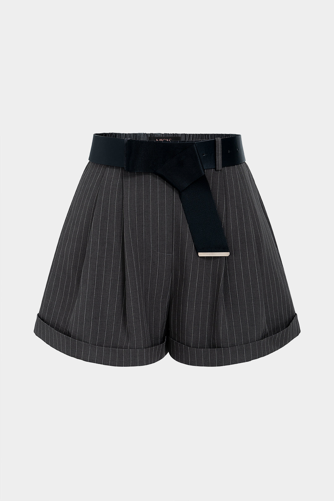 Stripes Print Belted Shorts