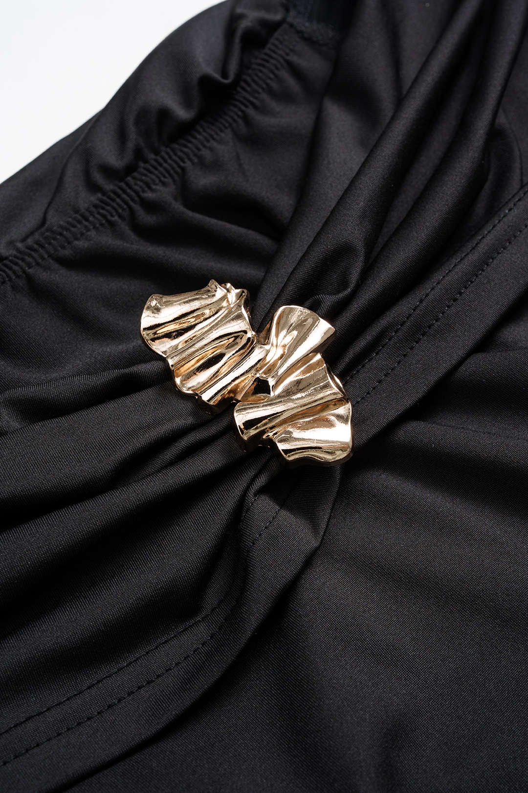 Off Shoulder Sheer Metallic Decor Ruched Long Sleeve Mini Dress