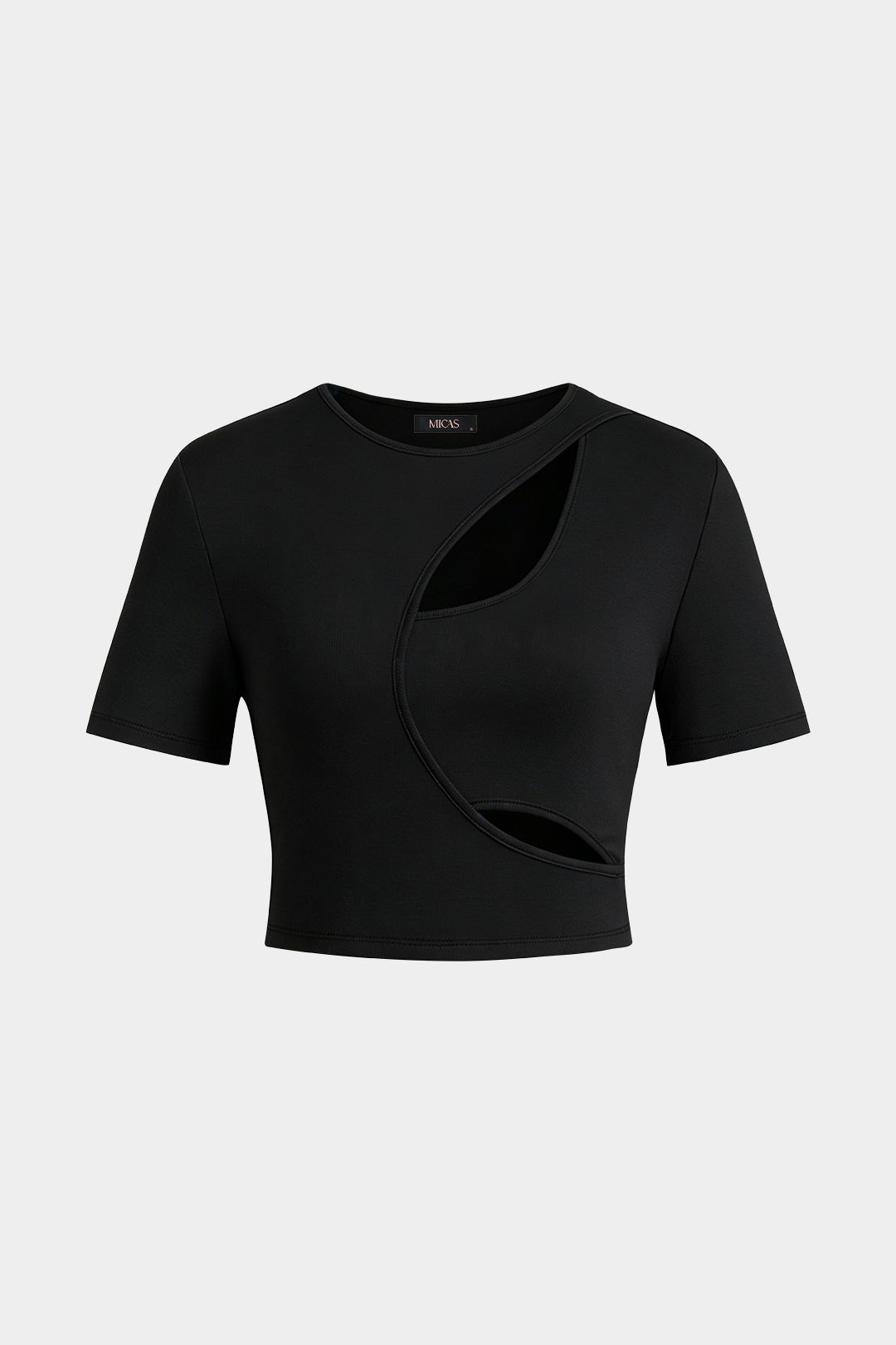 Round Neck Asymmetrical Cut Out Short Sleeve T-Shirt