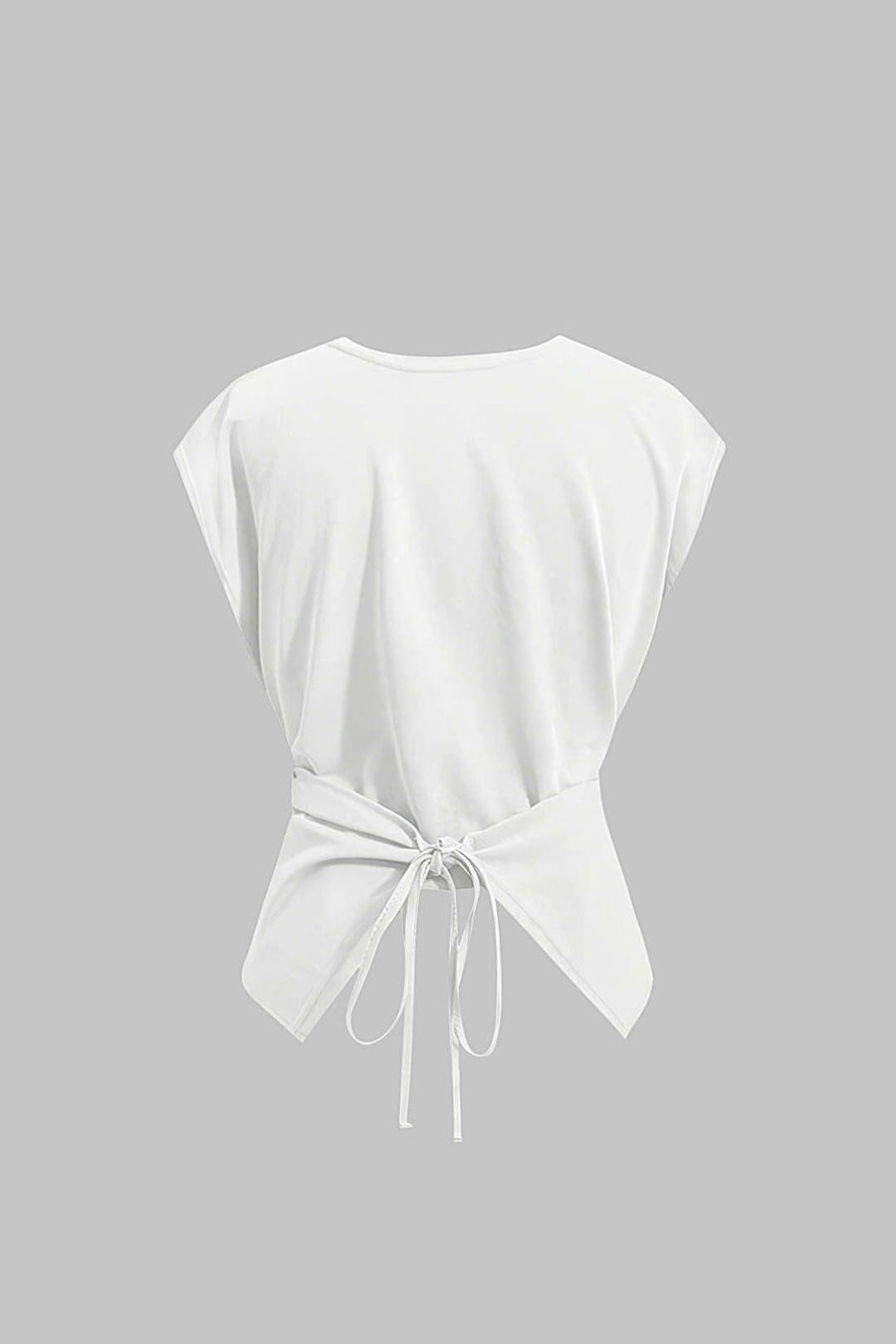 Solid Ruched Tie-Up Crossed T-Shirt