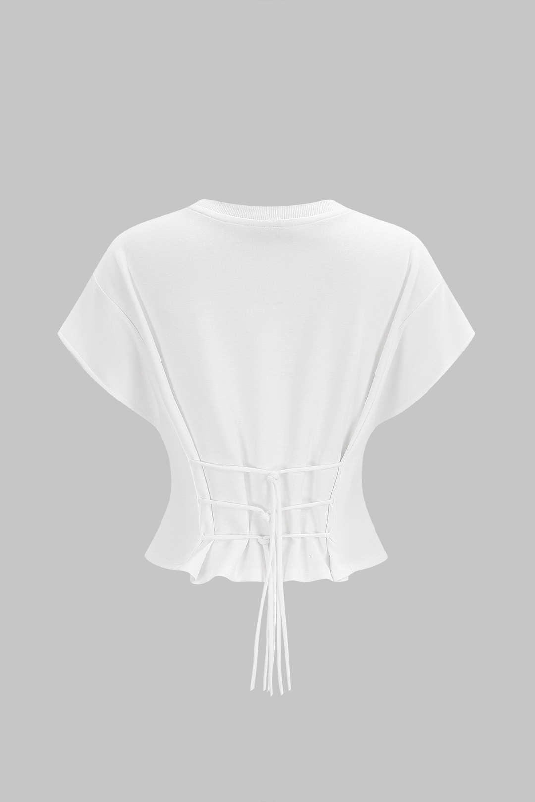 Round Neck Tie-Up Short Sleeve T-Shirt