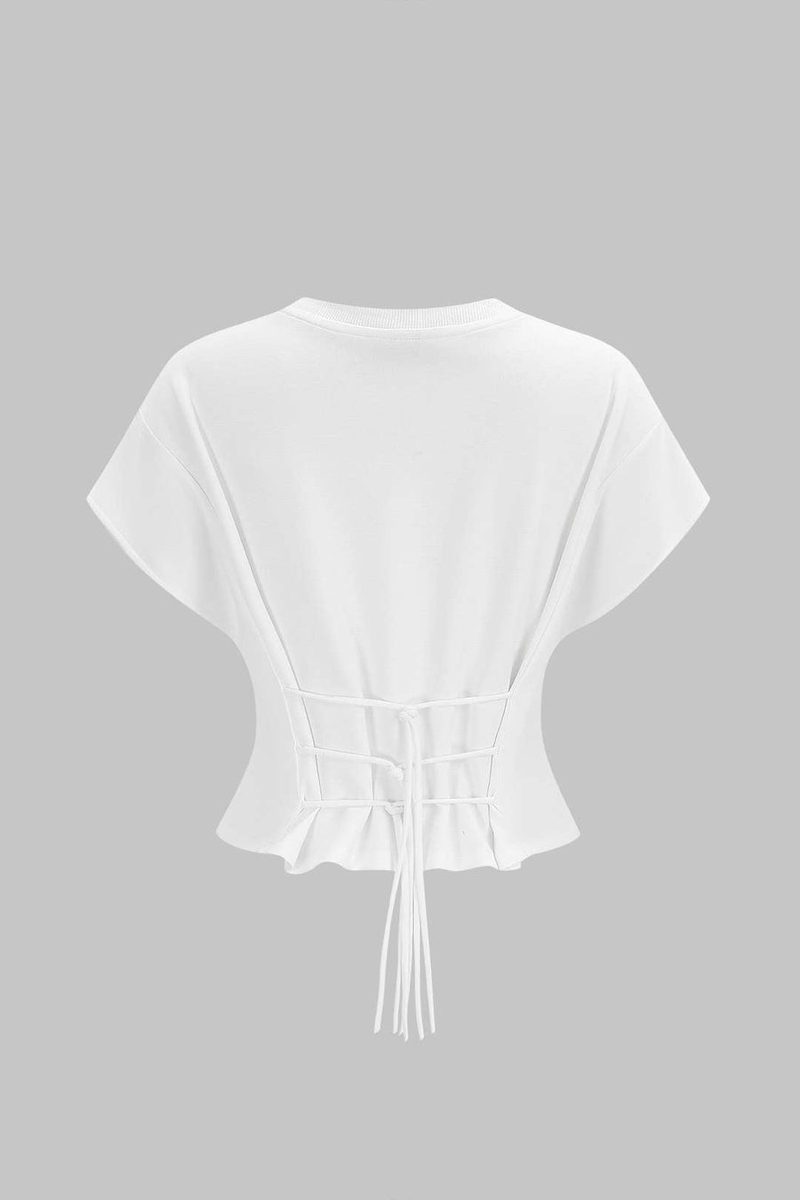 Round Neck Tie-Up Short Sleeve T-Shirt