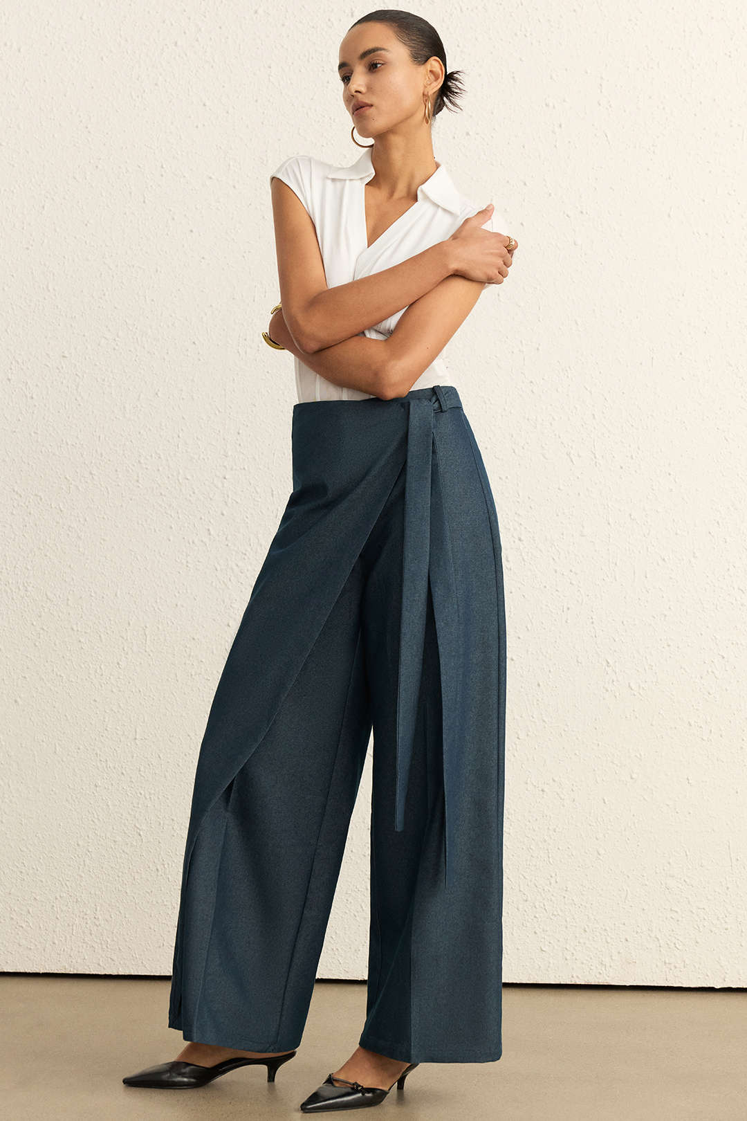 Tie Front Asymmetrical Pants