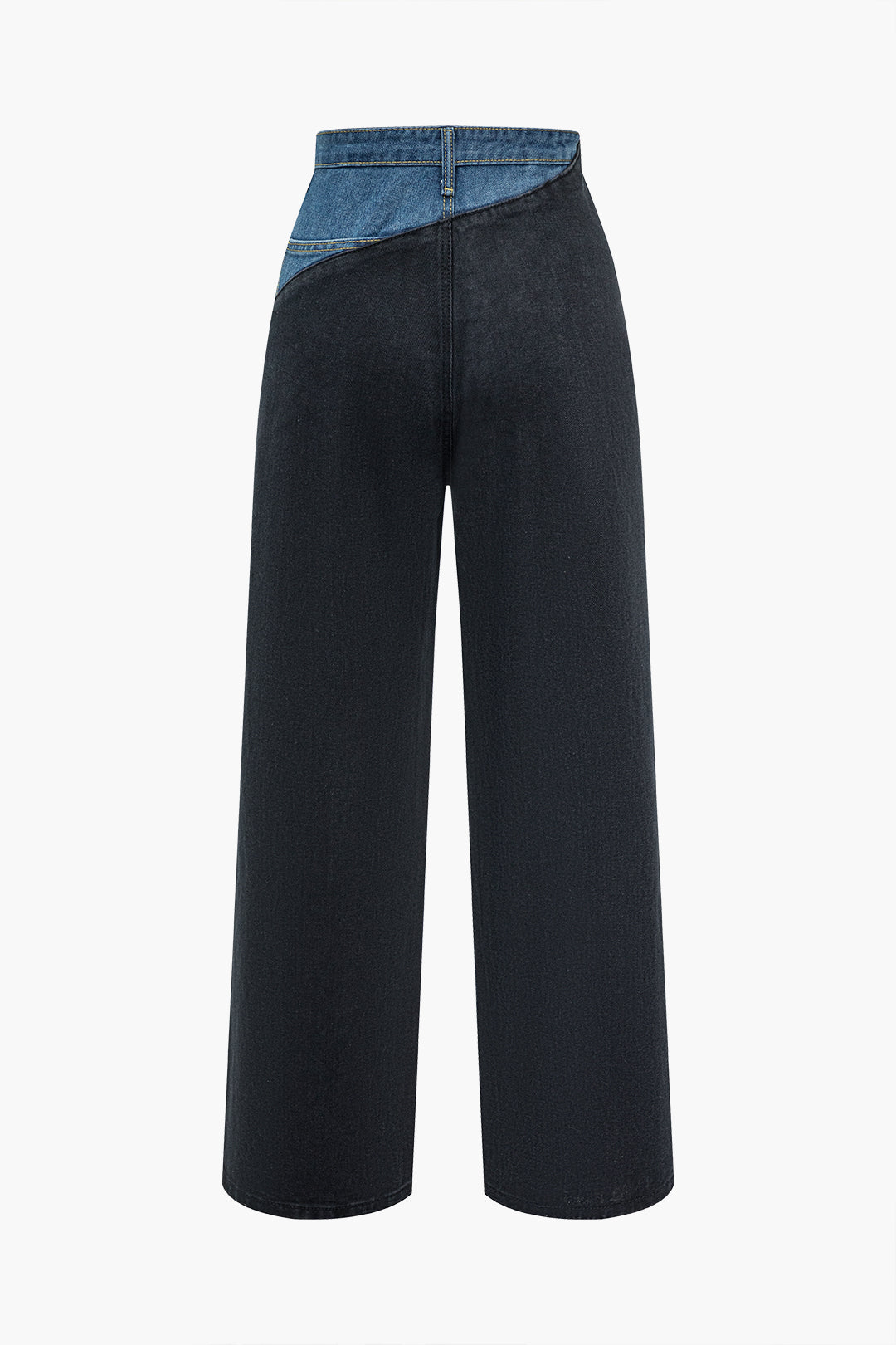 Patchwork Denim Color Block Zipper Straight Leg Jeans