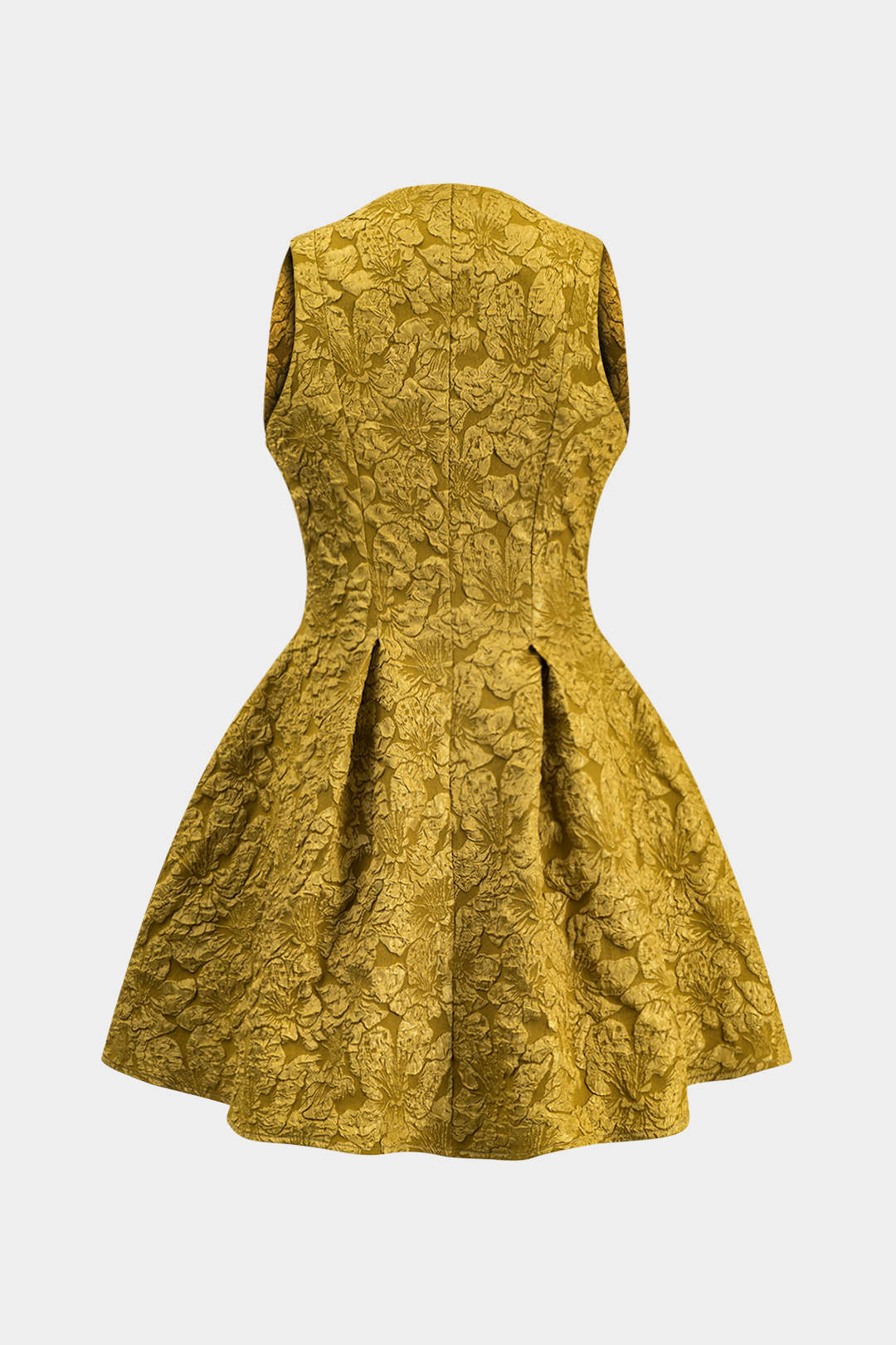 Jacquard Sleeveless Ruched Mini Dress