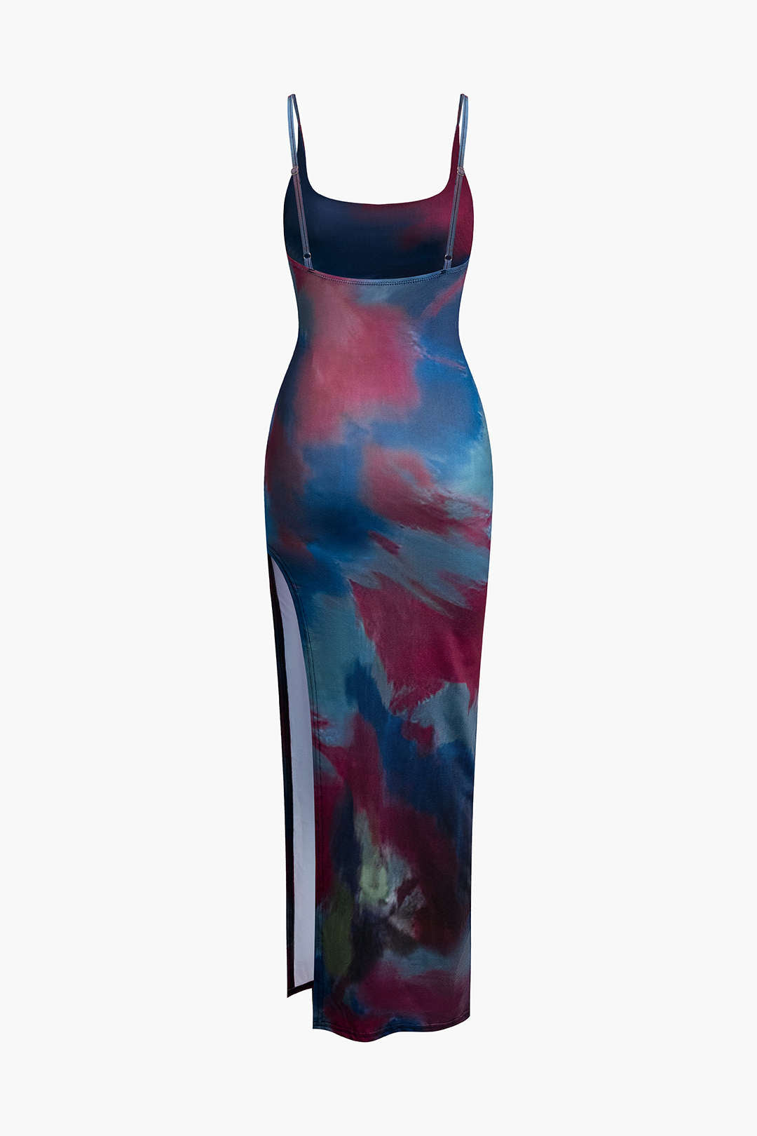 Tie Dye Backless Slit Slip Midi Dress