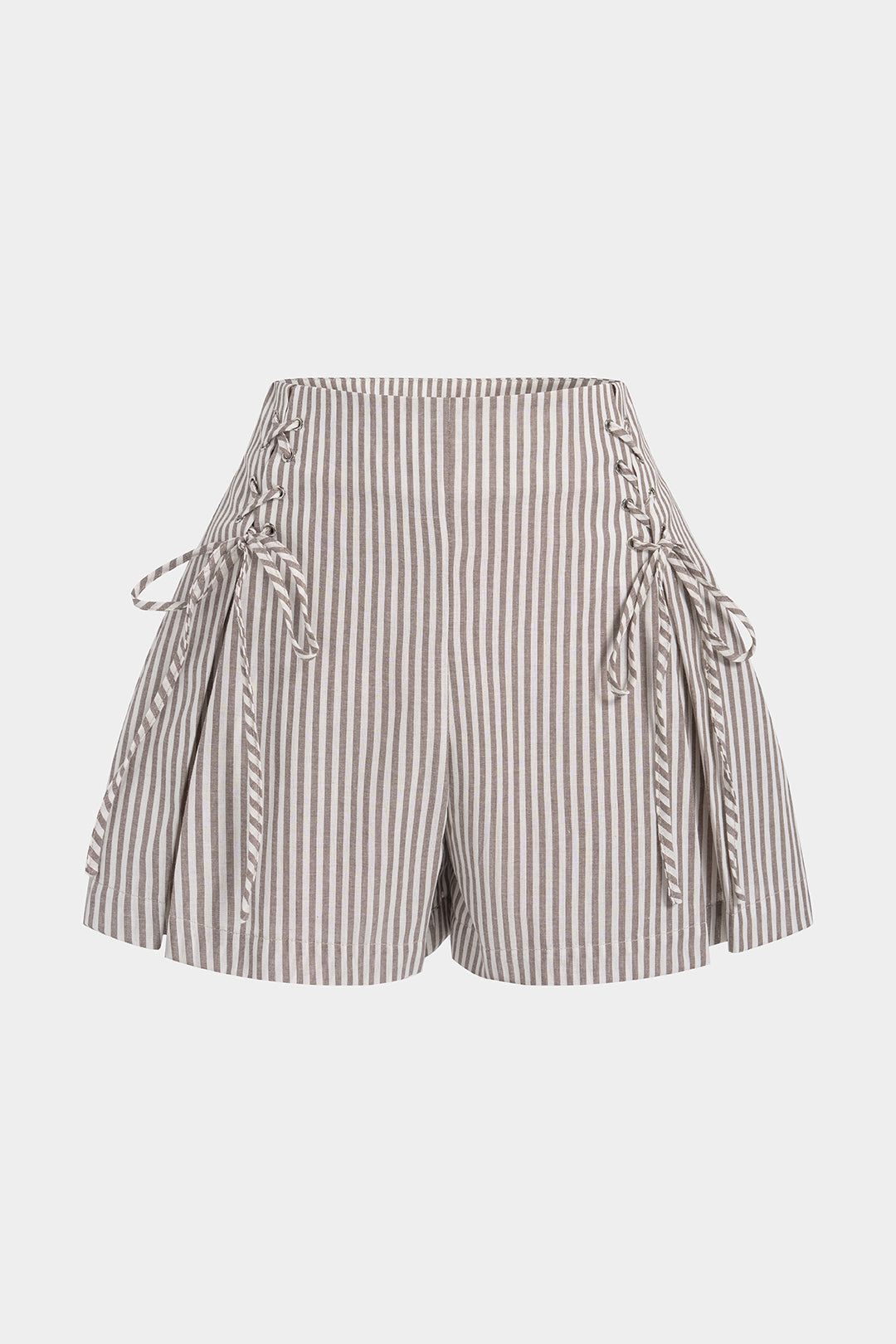 Stripes Print Tie-Up Wide Leg Shorts