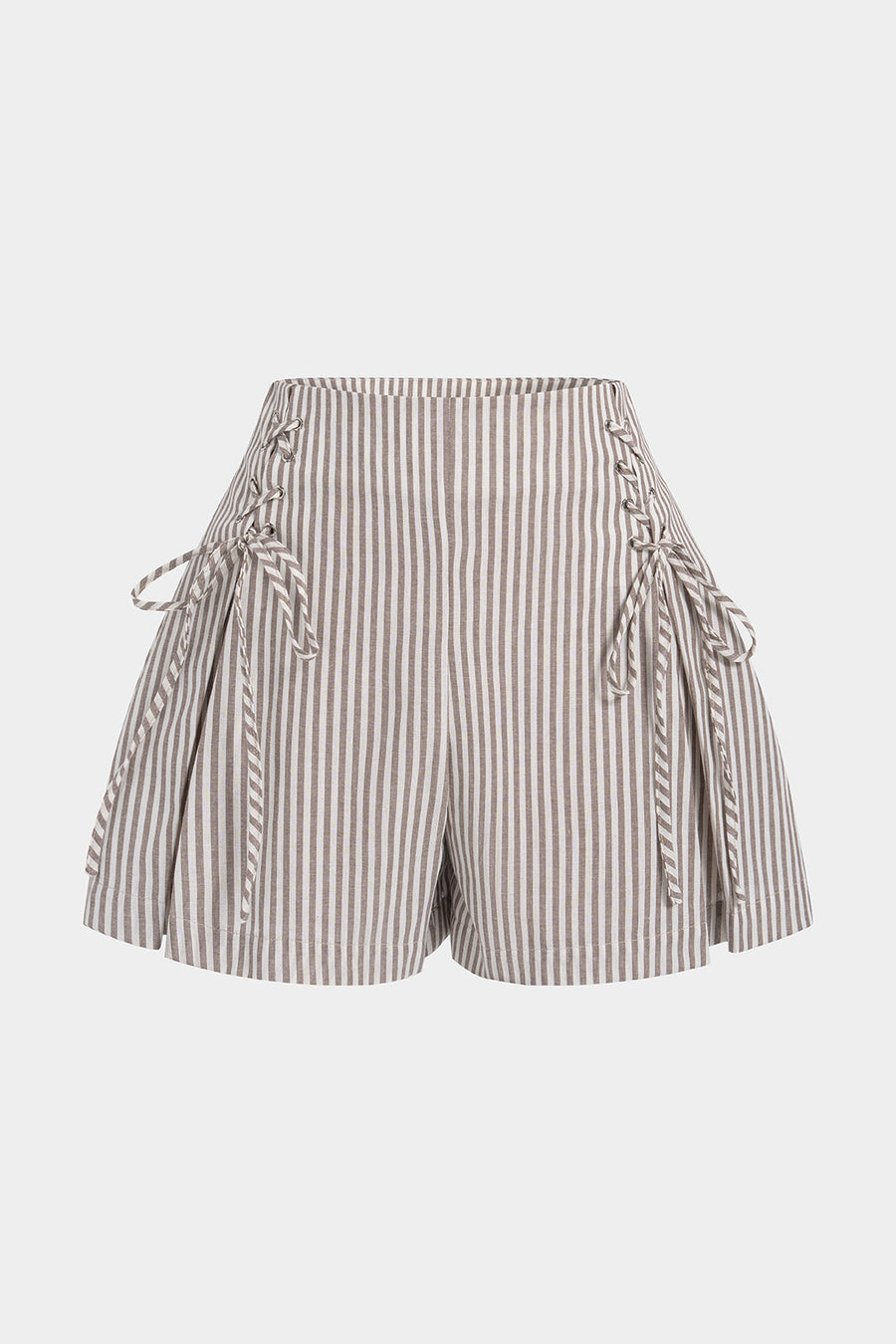 Stripes Print Tie-Up Wide Leg Shorts