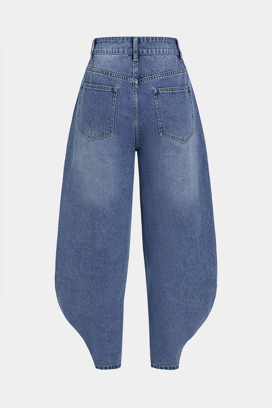 Denim Irregular Metallic Button Pocket Barrel Leg Jeans