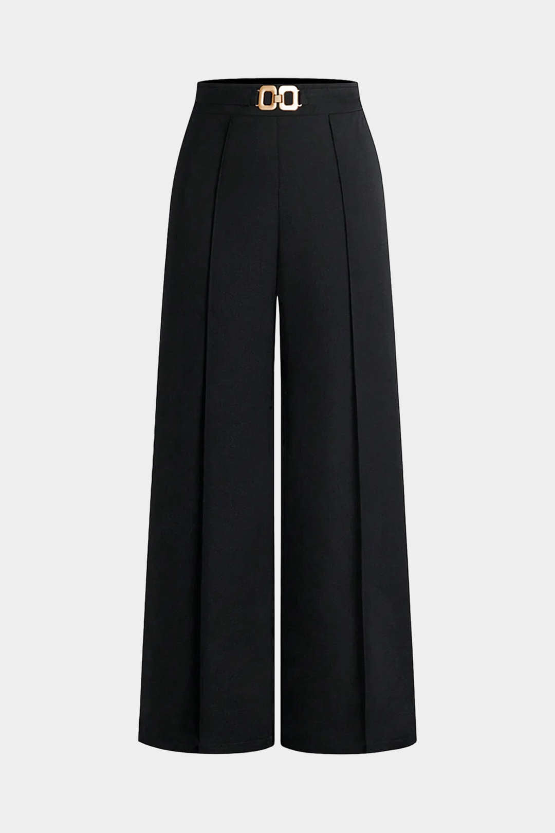 Solid Belted Wide-Leg Pants