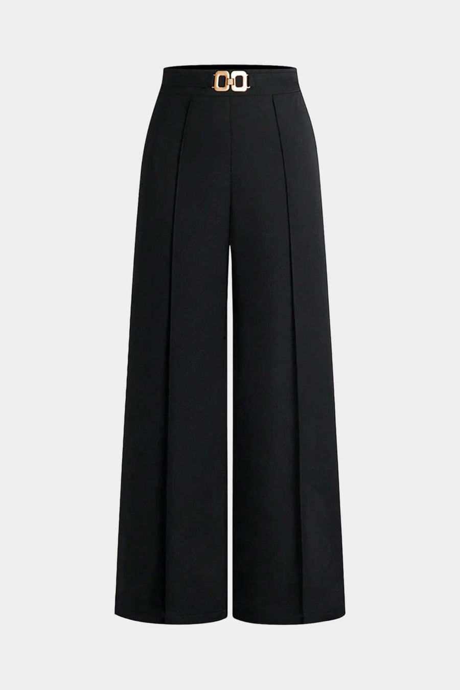 Solid Belted Wide-Leg Pants