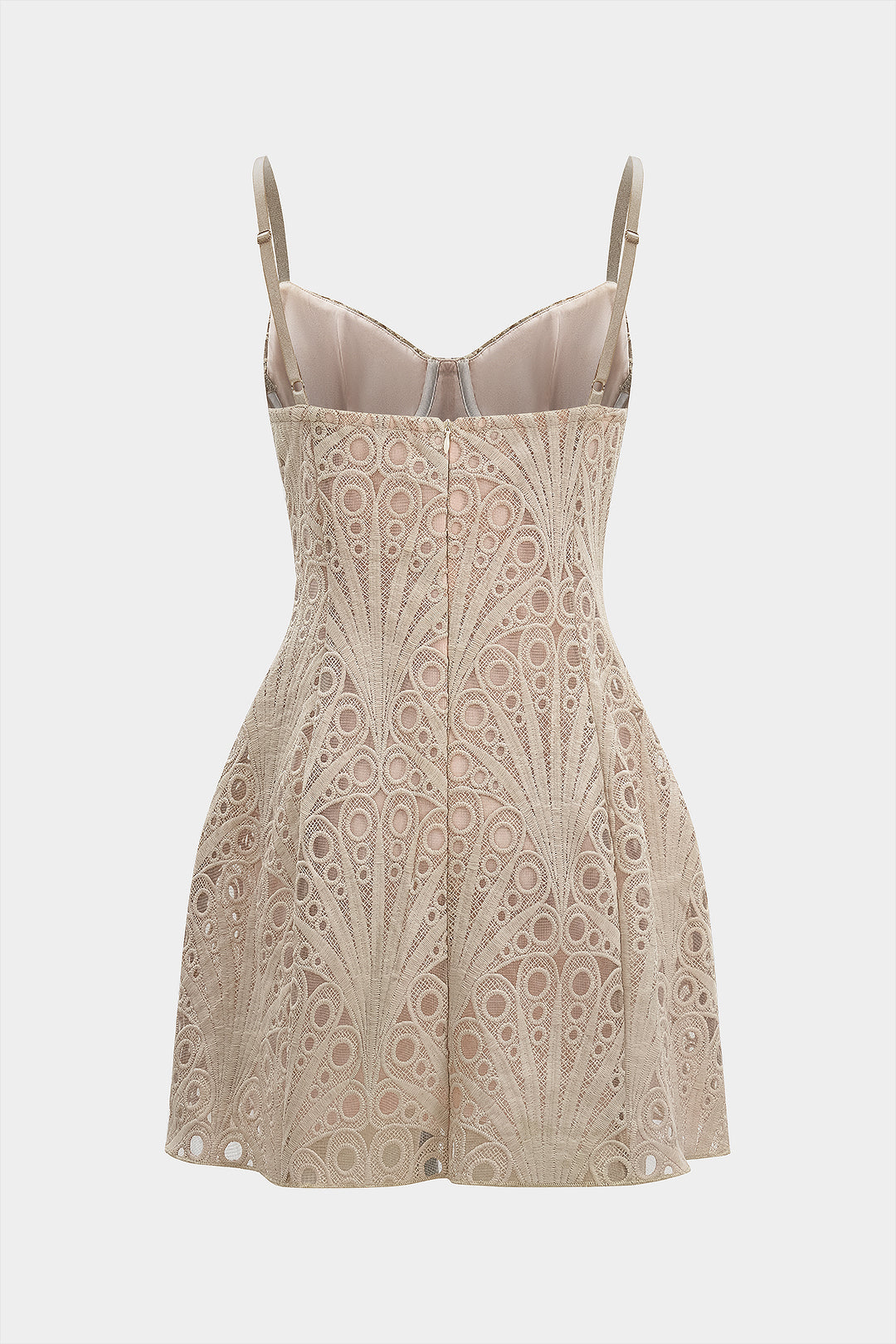 Lace Bustier Zipper Sleeveless Mini Dress
