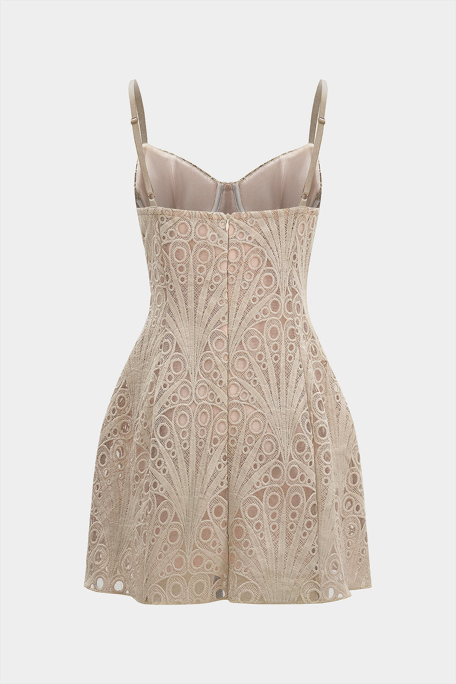 Lace Bustier Zipper Sleeveless Mini Dress