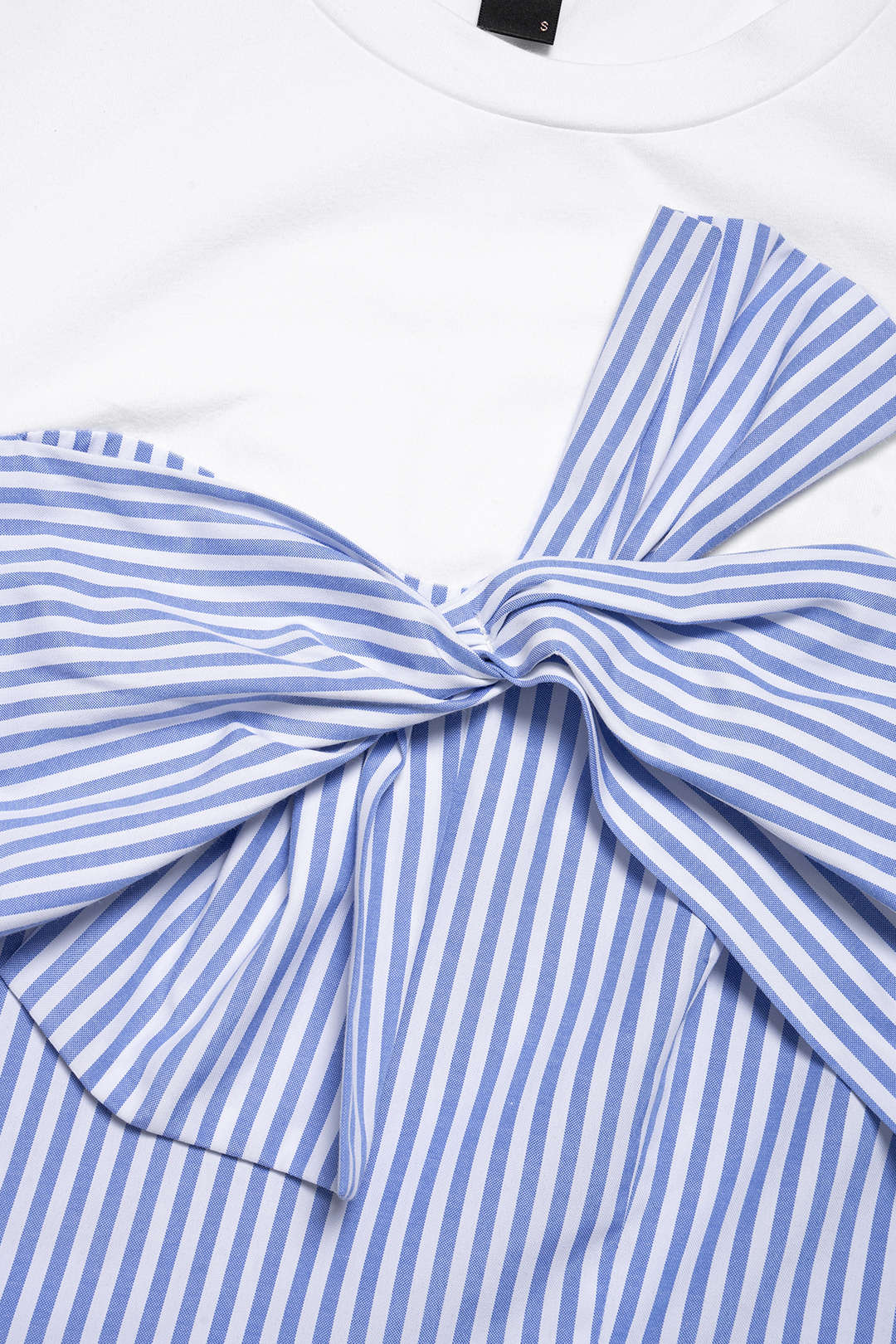 Stripes Print Patchwork Knotted Short Sleeve T-Shirt