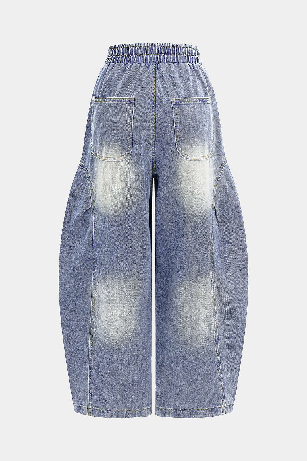 Denim Drawstring Shirred Waistband Jeans
