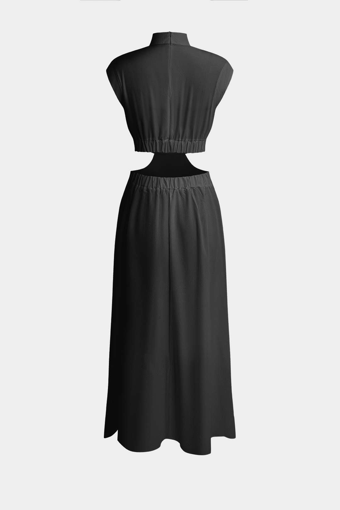 Mock Neck Cut Out Ruched Maxi Dress