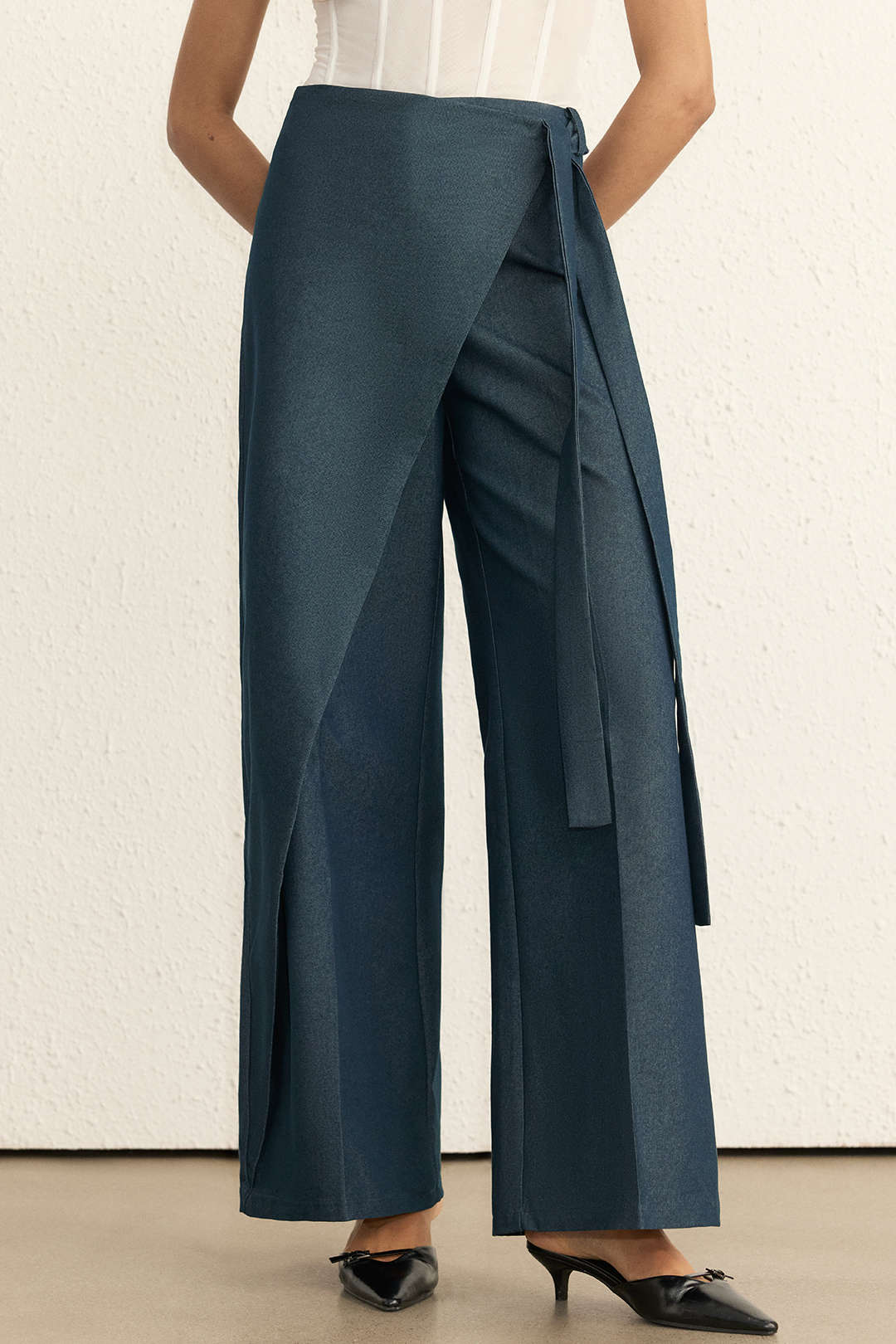 Tie Front Asymmetrical Pants