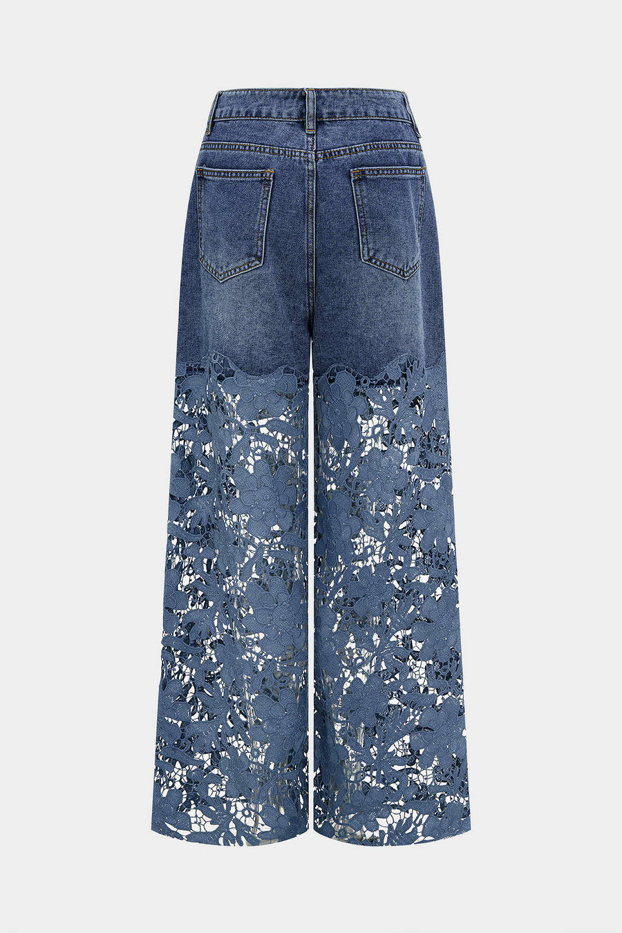 Lace Cut Out Patchwork Wide Leg Jeans