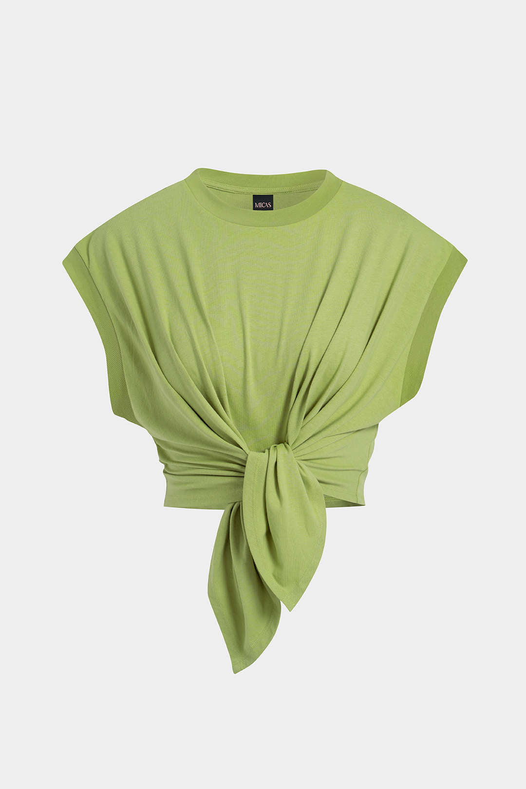 Solid Ruched Tie Front T-Shirt