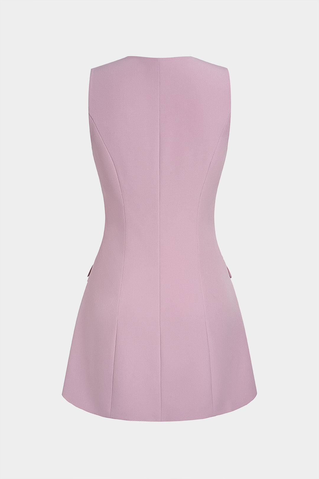 V-Neck Button Sleeveless Mini Dress