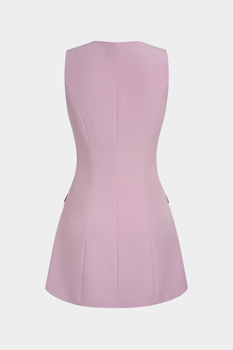 V-Neck Button Sleeveless Mini Dress