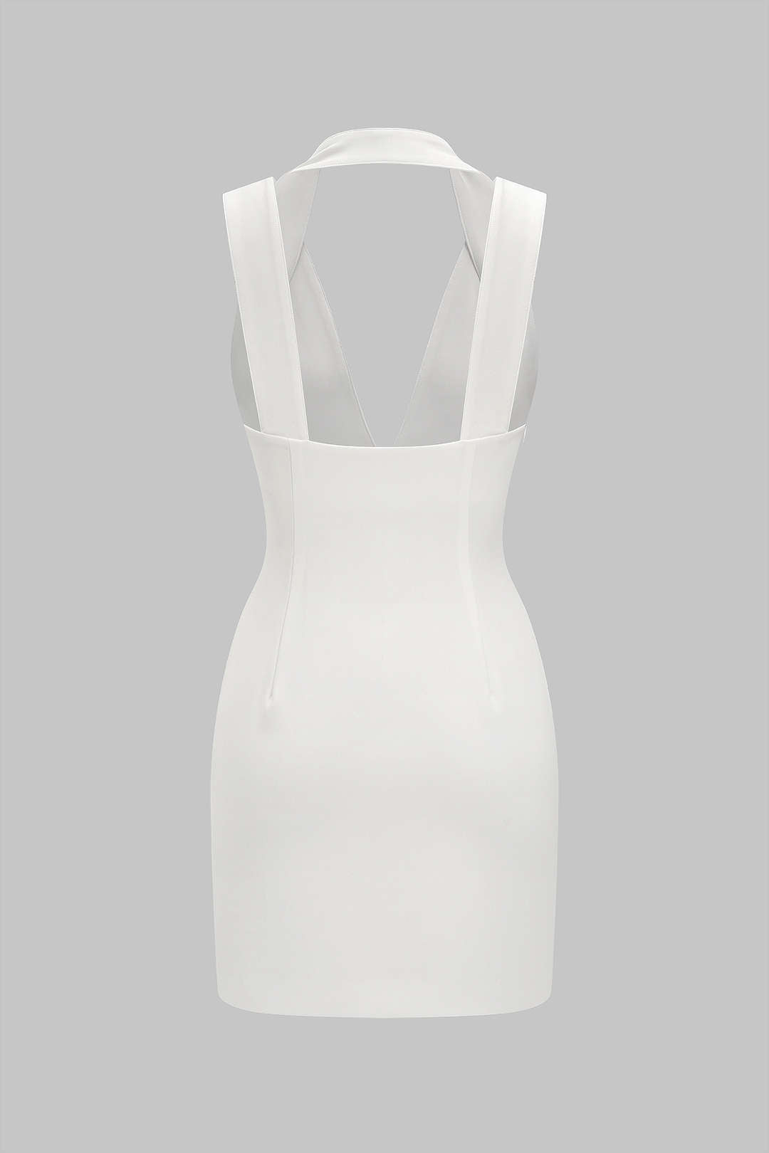 Solid V-Neck Backless Sleeveless Mini Dress