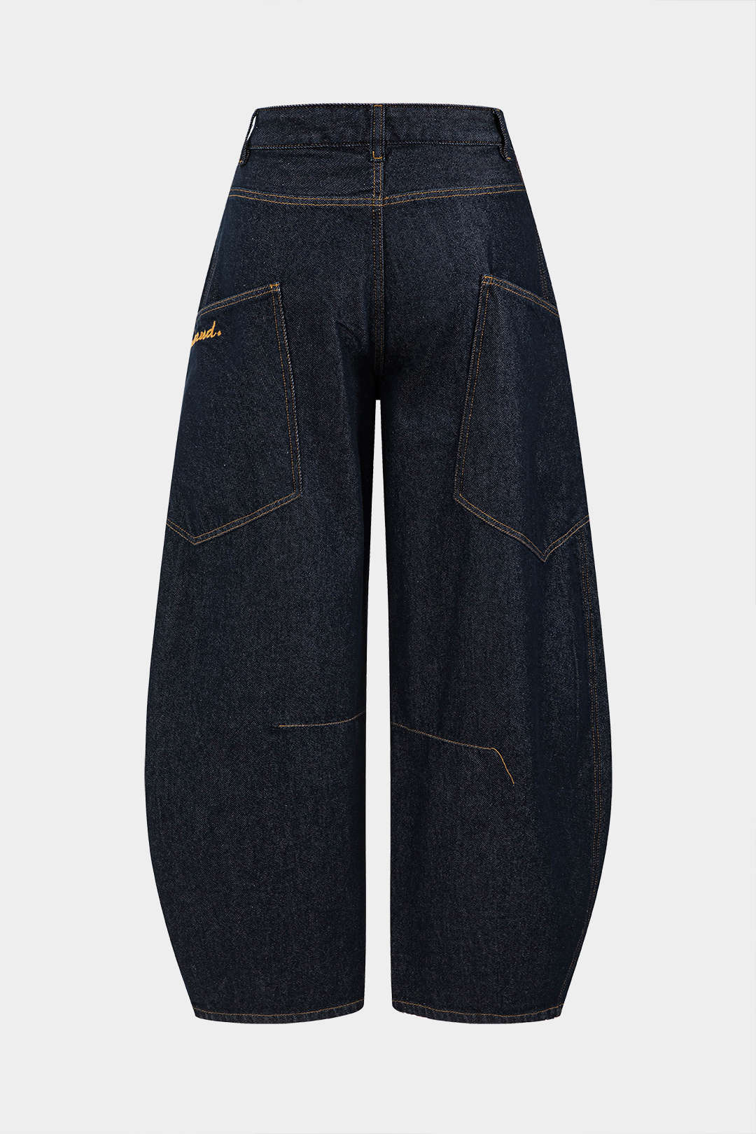 Denim Washed Wide Leg Barrel Jeans