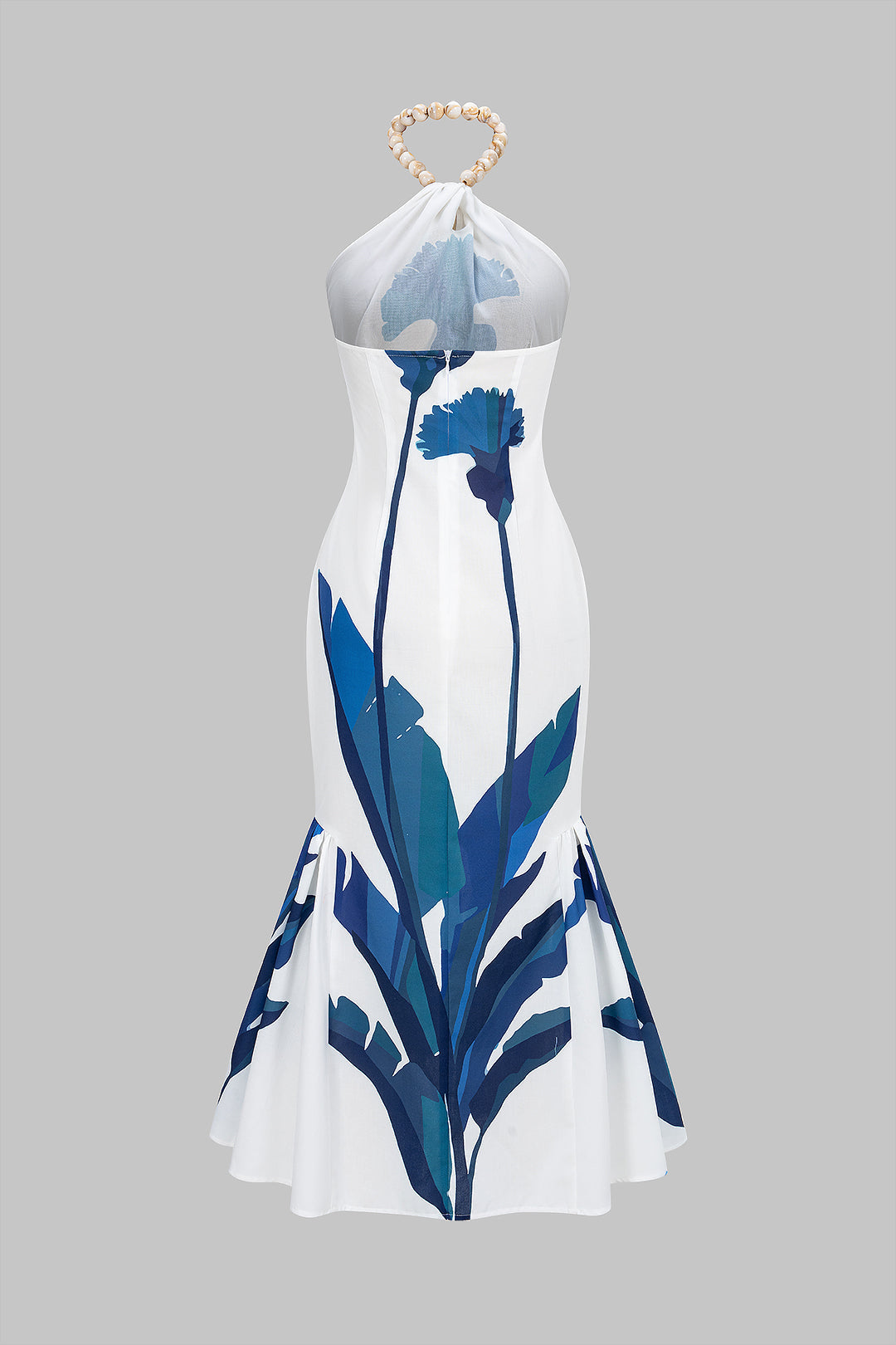 Floral Print Halter Neck Sleeveless Maxi Dress