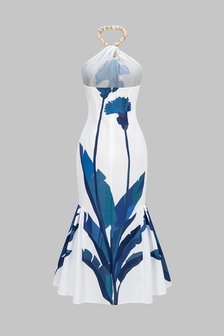 Floral Print Halter Neck Sleeveless Maxi Dress