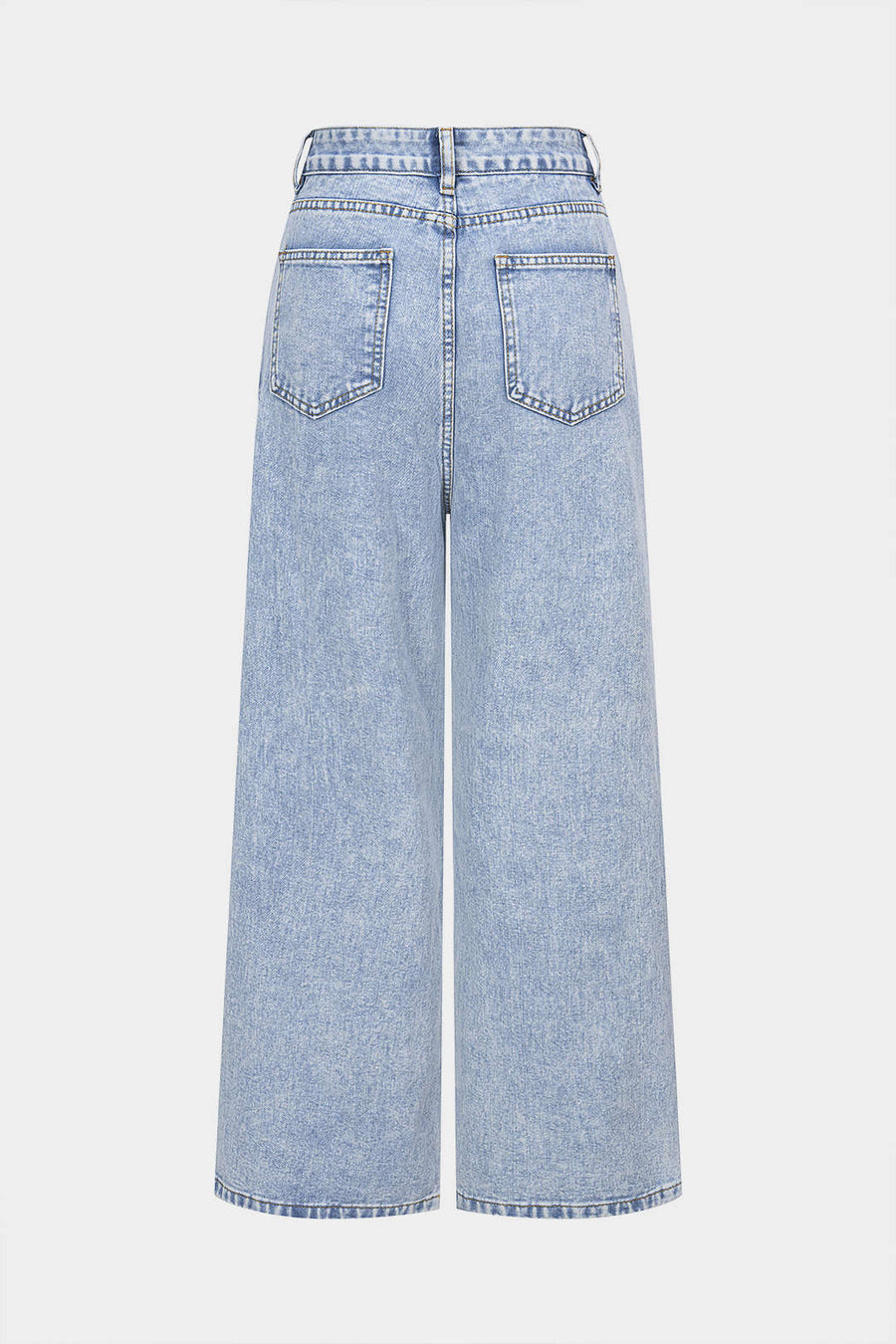 Denim Pearl Decor Straight Leg Jeans
