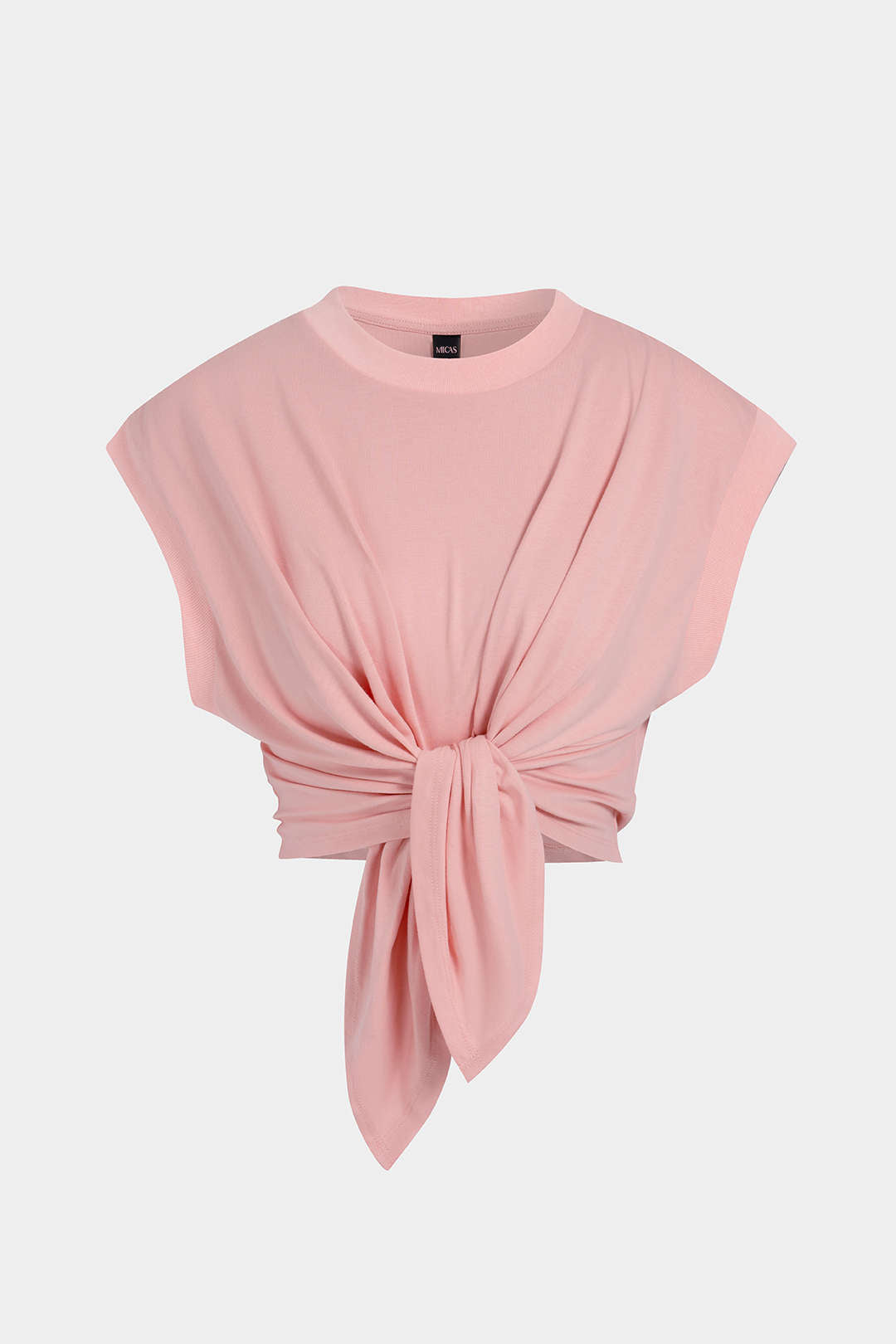 Solid Ruched Tie Front T-Shirt