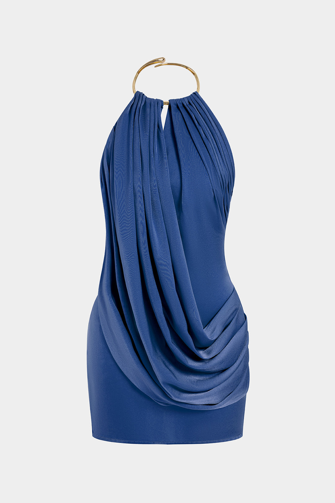 Metallic Satin V-Neck Ruched Sleeveless Mini Dress