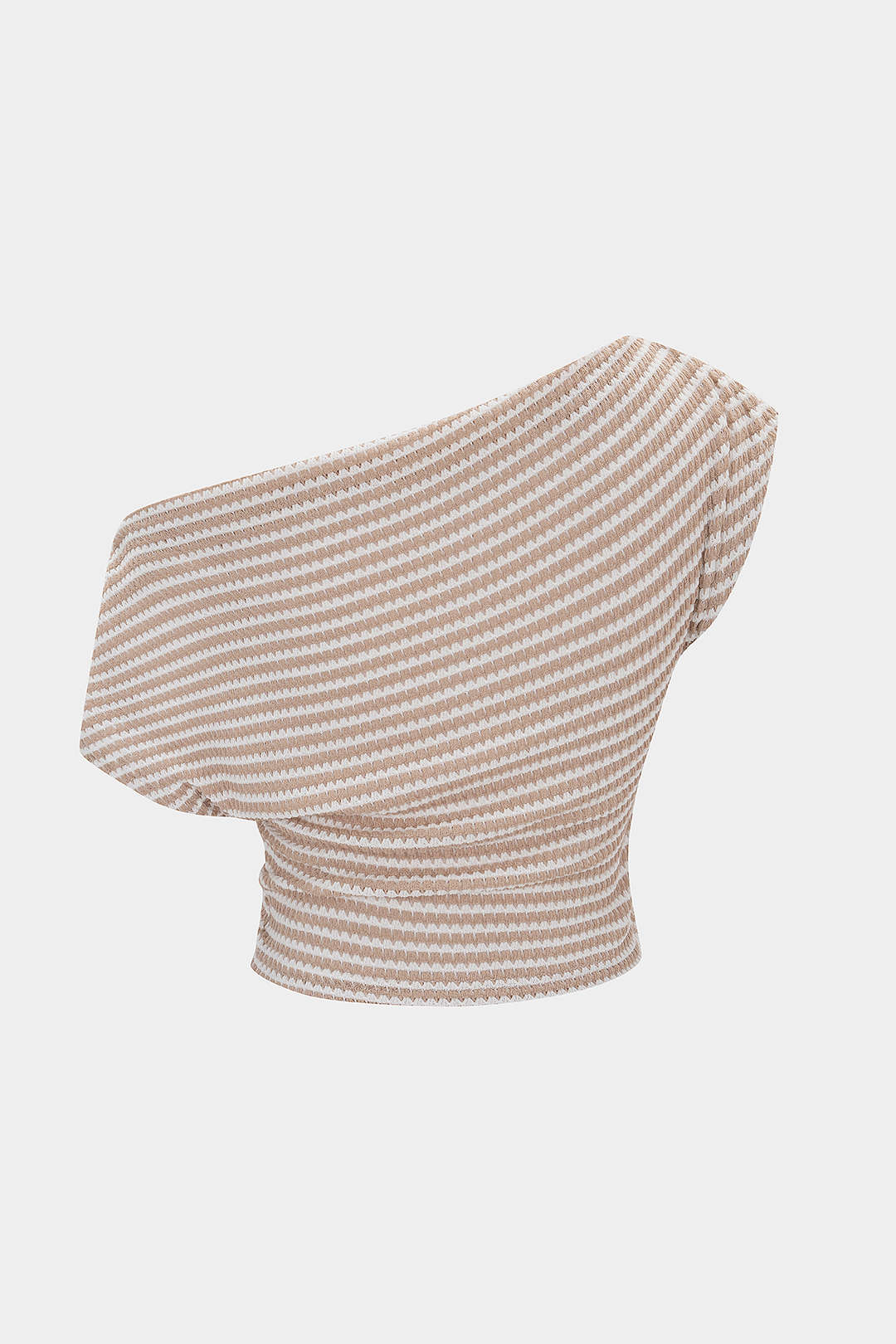 Stripes Print One Shoulder Short Sleeve T-Shirt