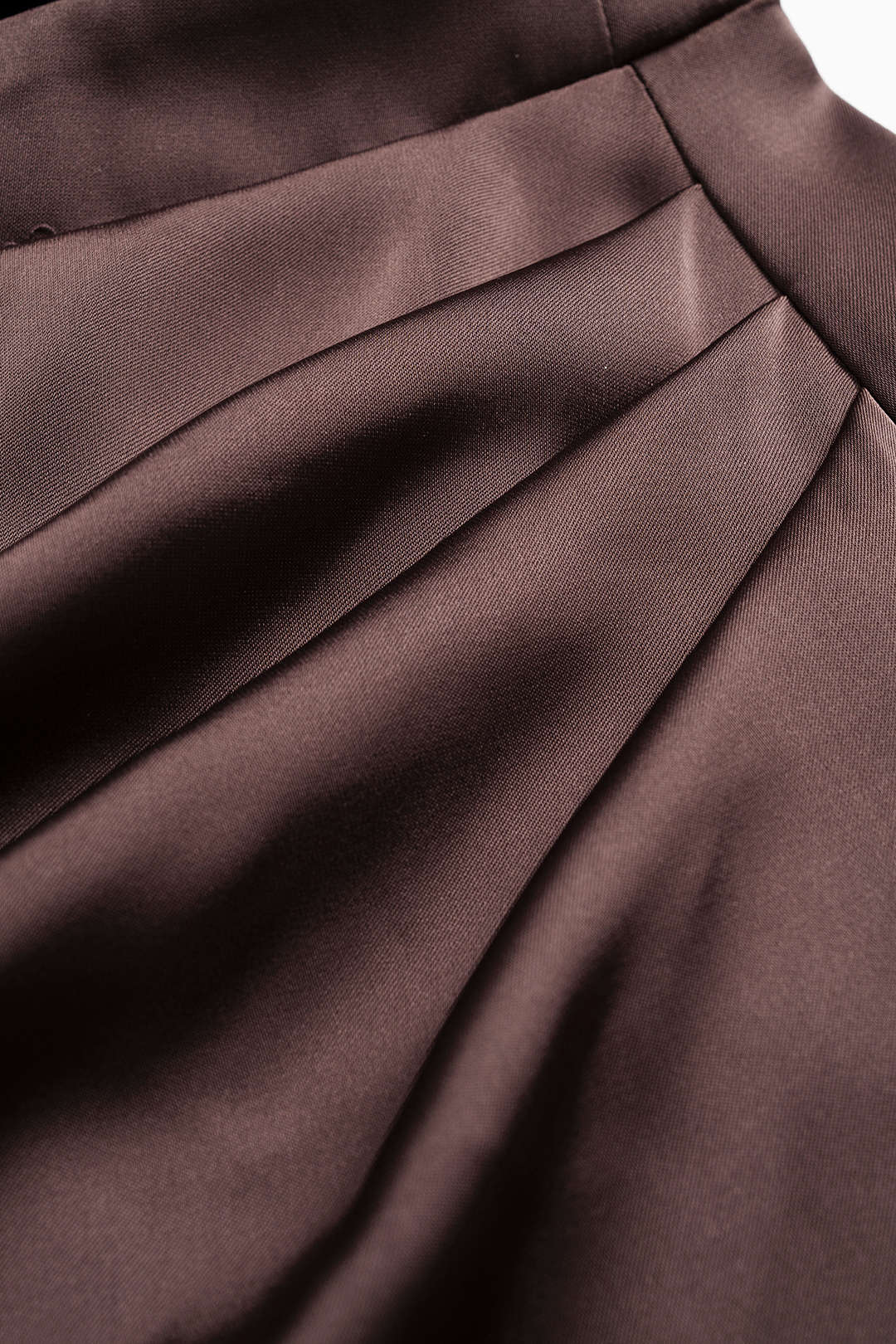 Satin Asymmetrical Neck Long Sleeve Mini Dress