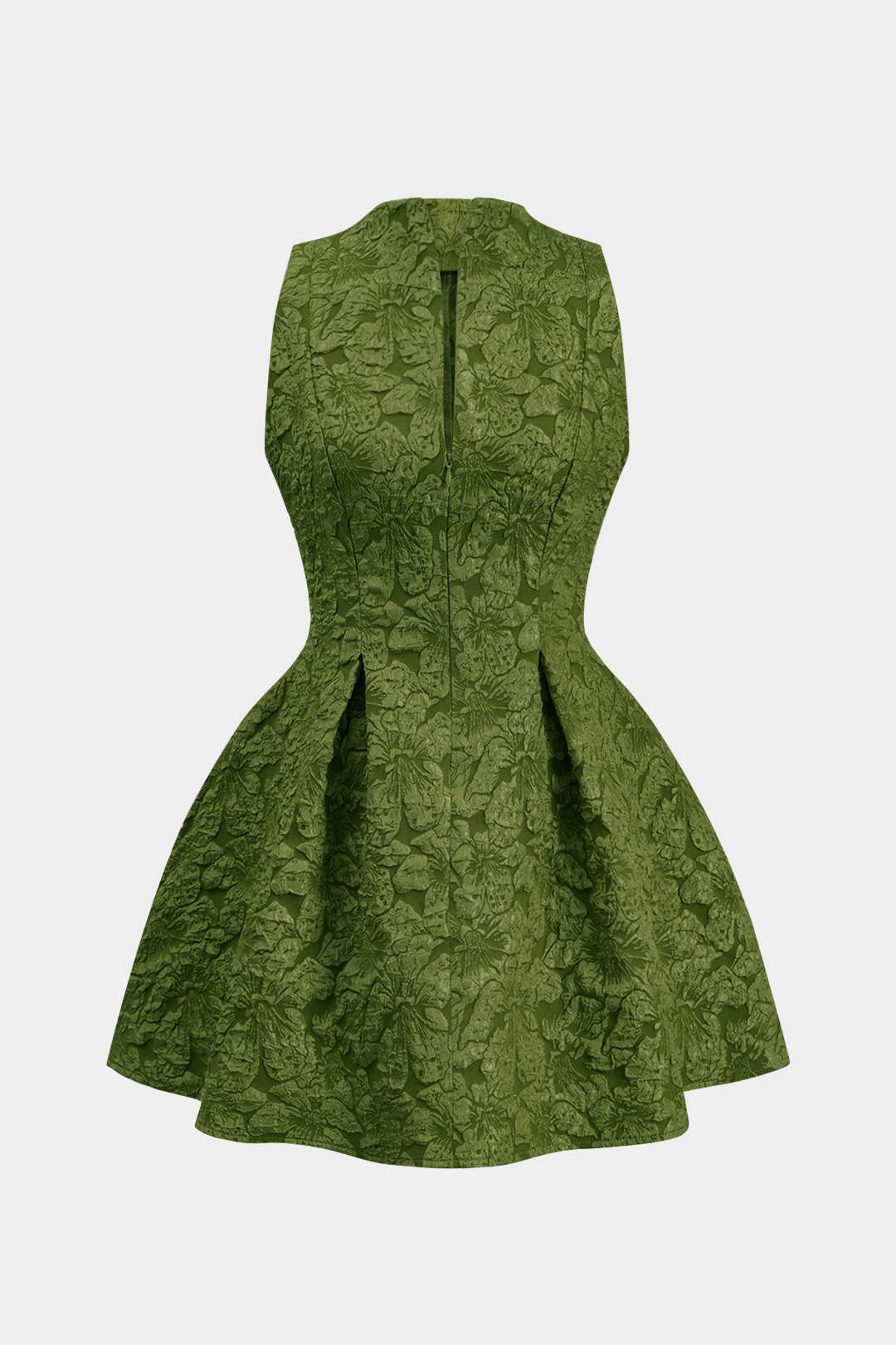 Jacquard Sleeveless Ruched Mini Dress