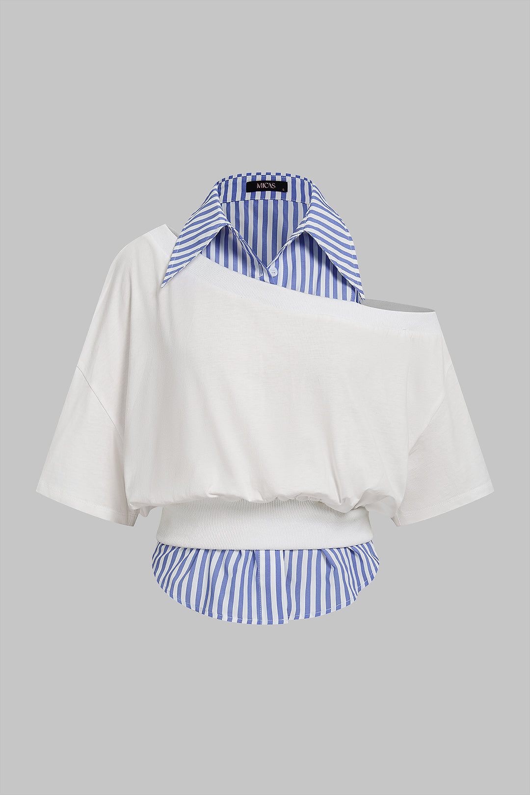 Patchwork Asymmetrical Short Sleeve T-Shirt
