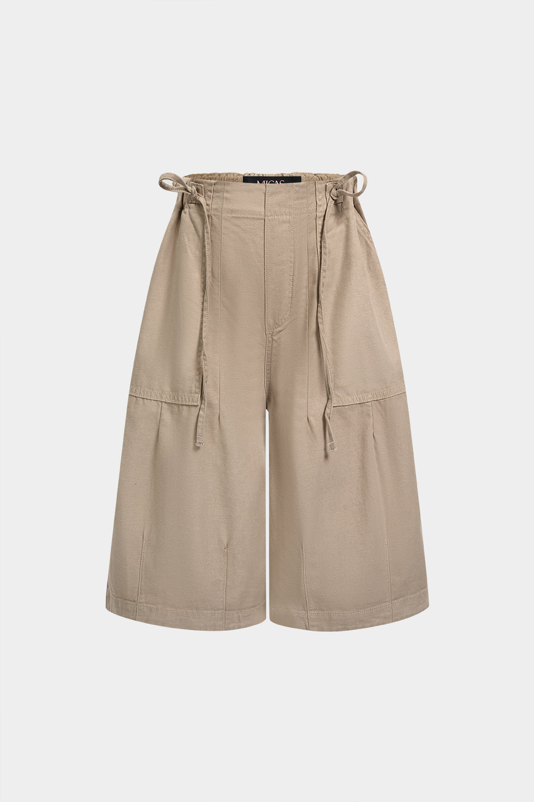 Denim Camo Print Tie Up Pocket Shorts