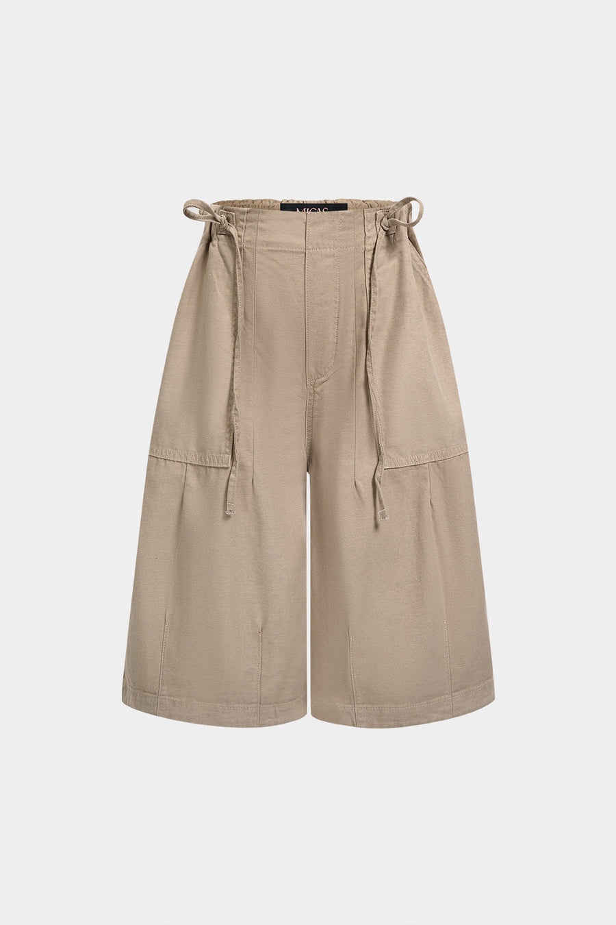 Denim Camo Print Tie Up Pocket Shorts