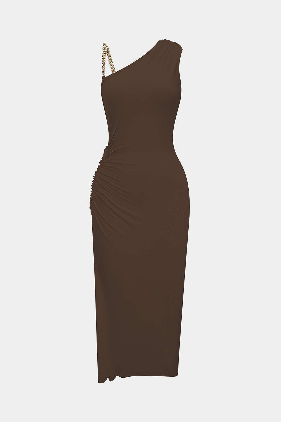 Ruched Asymmetrical Twist Knot Slit Sleeveless Maxi Dress