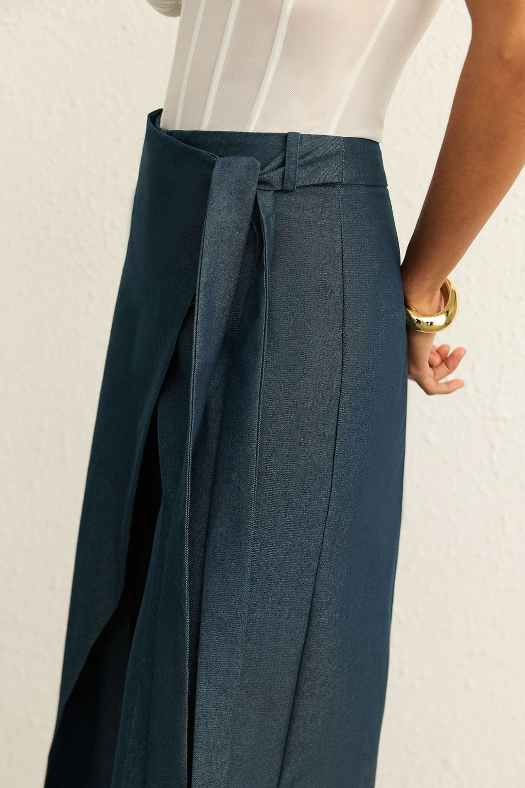 Tie Front Asymmetrical Pants