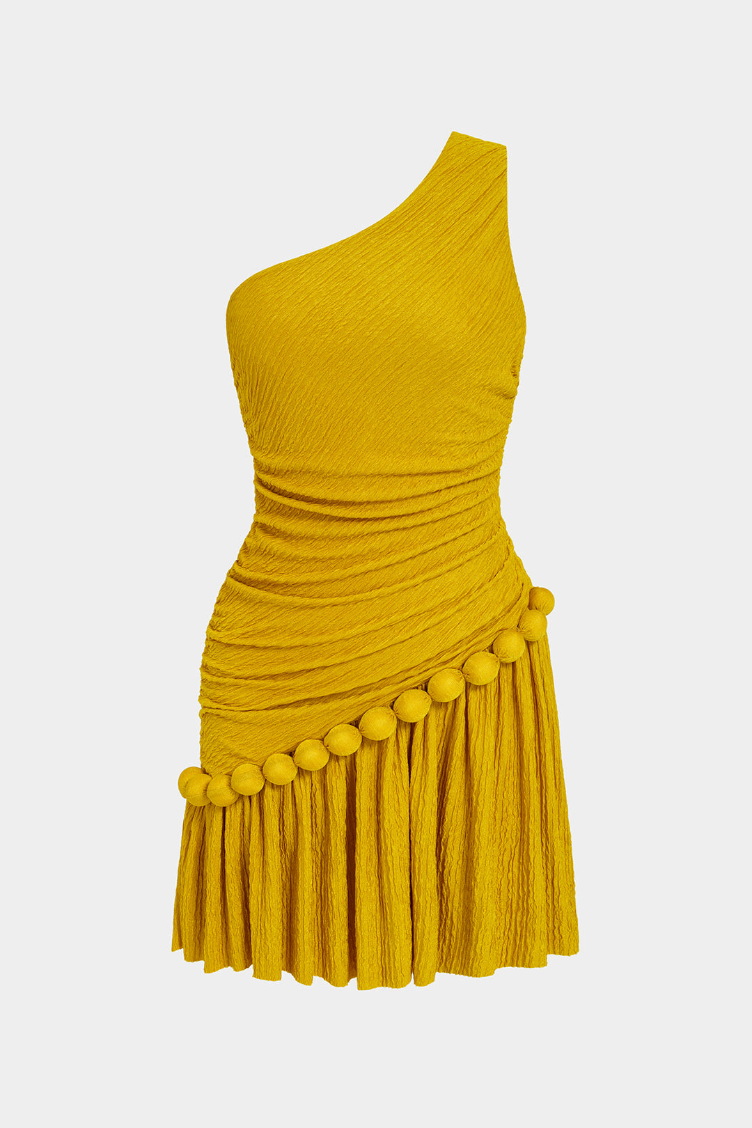 One Shoulder Asymmetrical Ruched Sleeveless Mini Dress