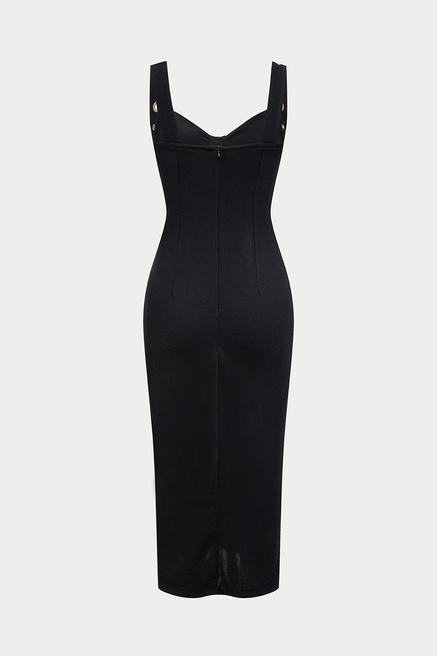 Metallic Eyelet Zipper Sleeveless Midi Dress
