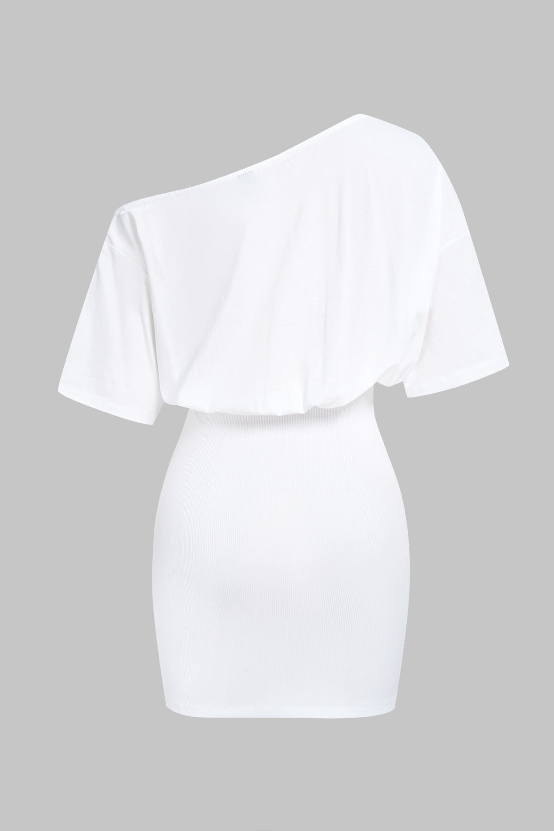Patchwork One Shoulder Asymmetrical Short Sleeve Mini Dress