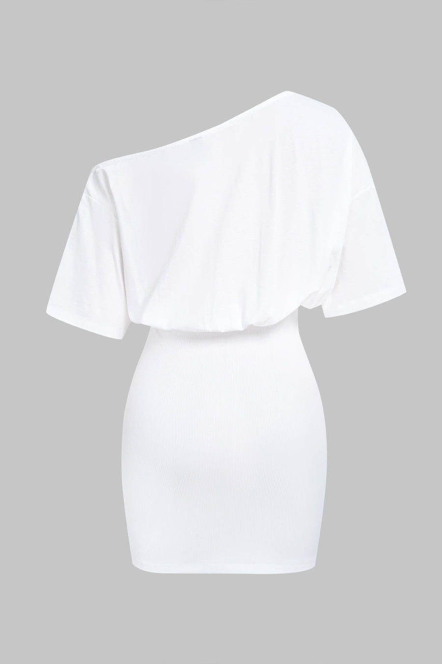 Patchwork One Shoulder Asymmetrical Short Sleeve Mini Dress