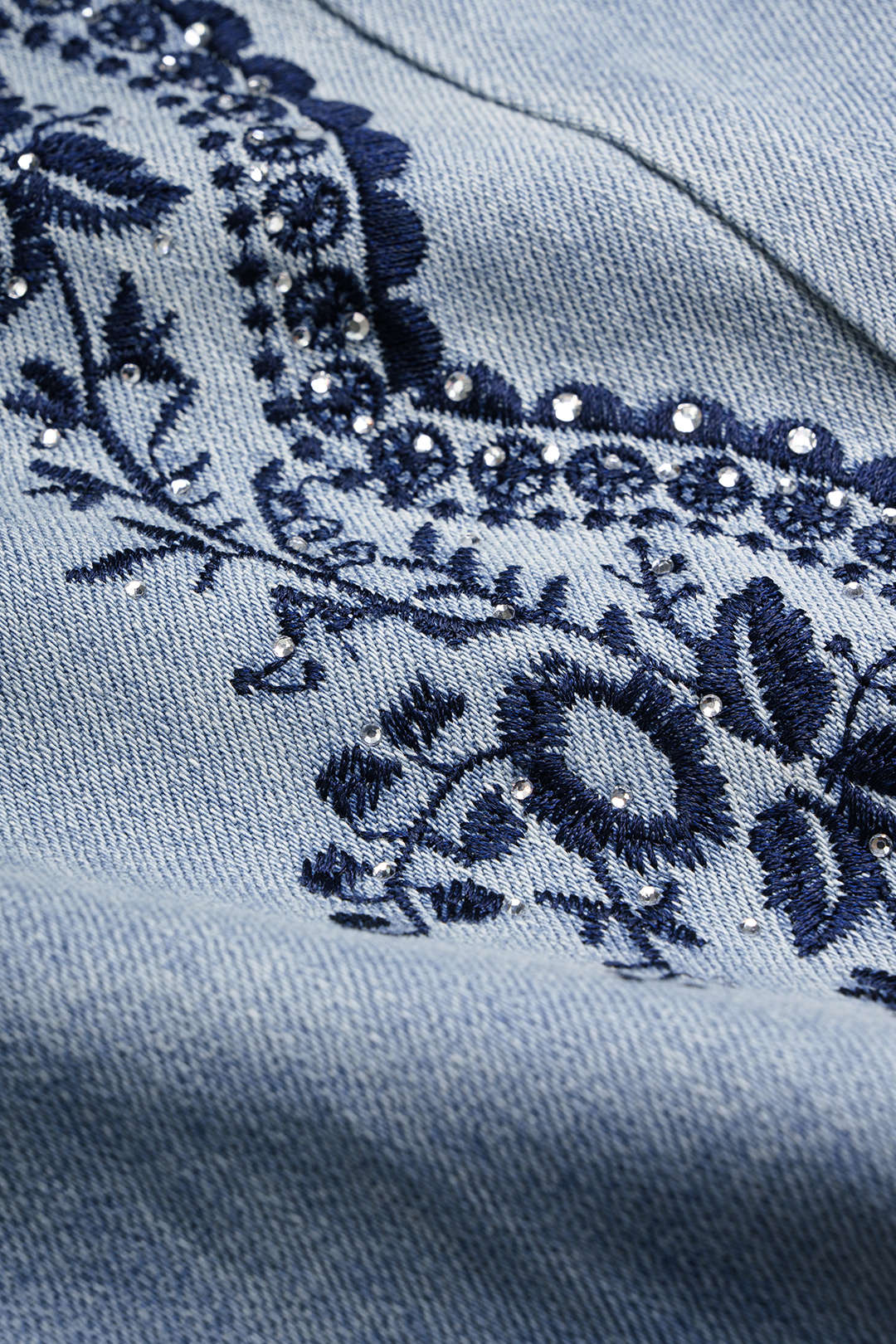 Denim Embroidery Straight Leg Jeans