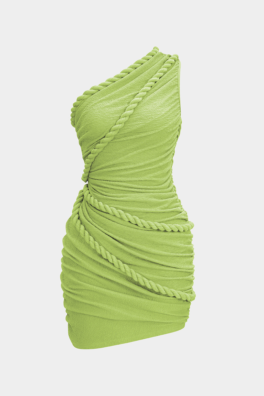 Ruched One Shoulder Twist Knot Sleeveless Mini Dress