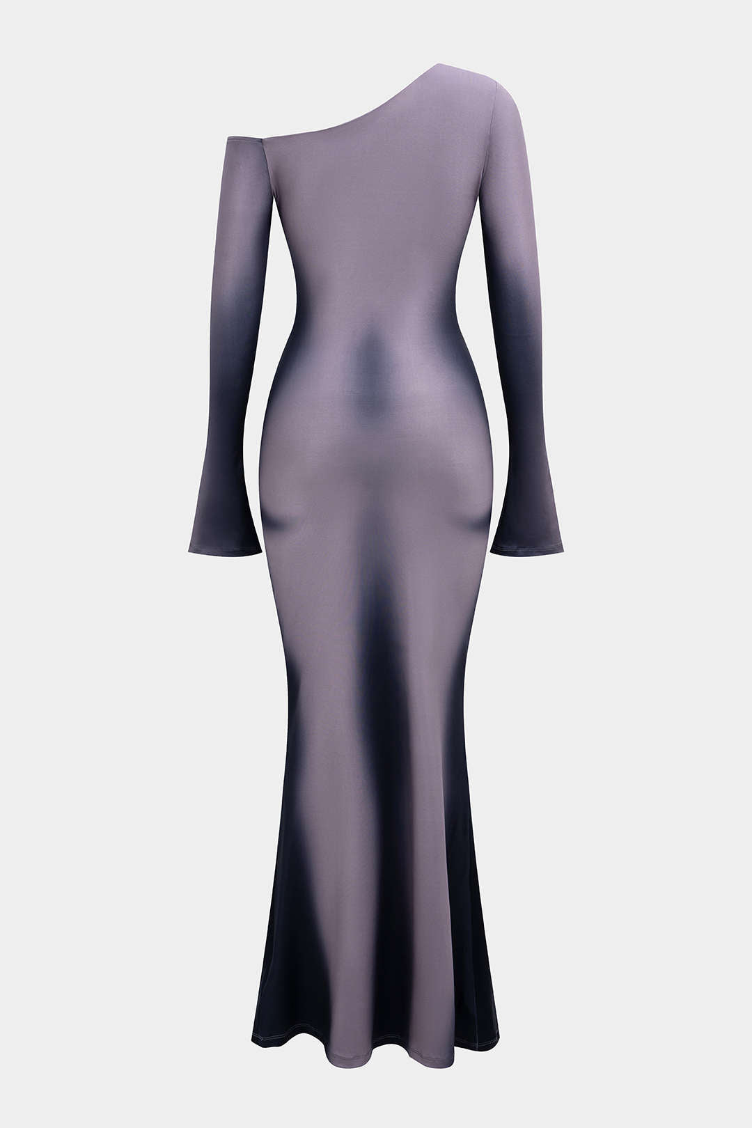 Ombre Print One Shoulder Long Sleeve Maxi Dress