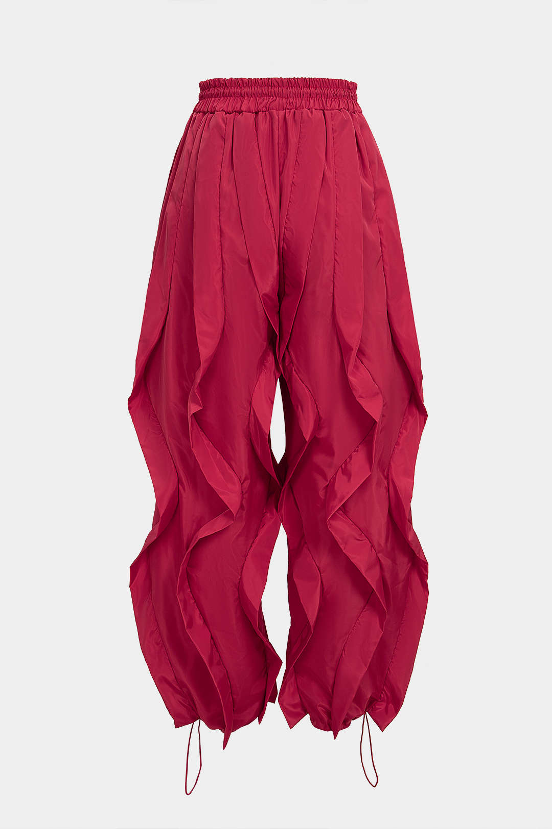 Drawstring Ruffle Detail Wide Leg Pants