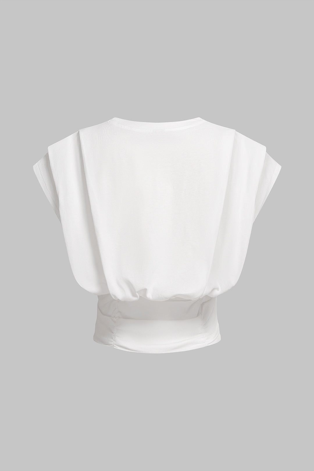 Round Neck Ruched Flutter Sleeve T-Shirt