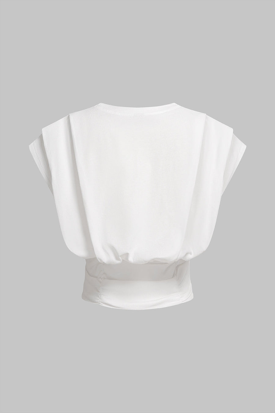 Round Neck Ruched Flutter Sleeve T-Shirt